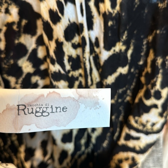 Ruggine blank/tan/white leopard open front short sleeve duster OS NWT - Picture 2 of 3